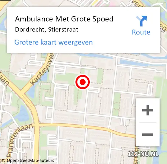 Locatie op kaart van de 112 melding: Ambulance Met Grote Spoed Naar Dordrecht, Stierstraat op 8 februari 2024 07:01