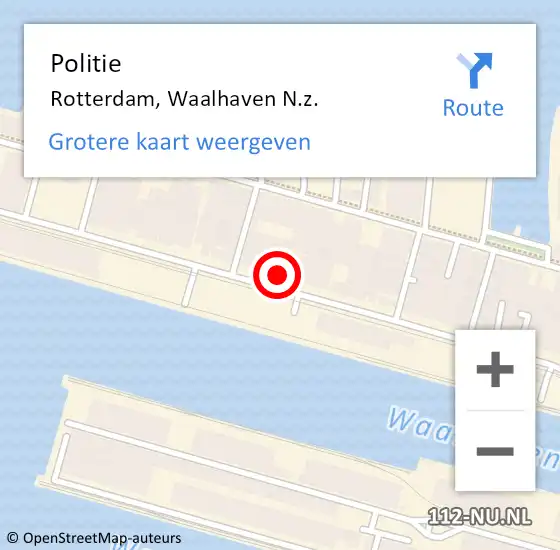 Locatie op kaart van de 112 melding: Politie Rotterdam, Waalhaven N.z. op 8 februari 2024 07:39