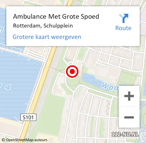 Locatie op kaart van de 112 melding: Ambulance Met Grote Spoed Naar Rotterdam, Schulpplein op 8 februari 2024 07:46