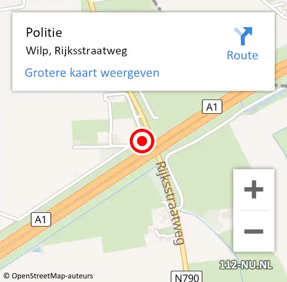 Locatie op kaart van de 112 melding: Politie Wilp, Rijksstraatweg op 8 februari 2024 08:02