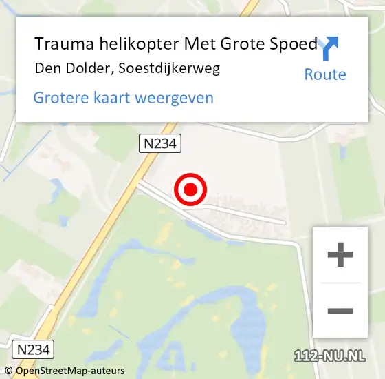 Locatie op kaart van de 112 melding: Trauma helikopter Met Grote Spoed Naar Den Dolder, Soestdijkerweg op 8 februari 2024 08:04