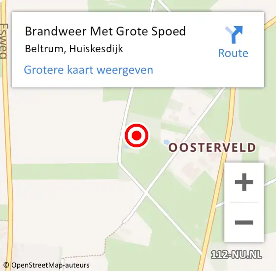 Locatie op kaart van de 112 melding: Brandweer Met Grote Spoed Naar Beltrum, Huiskesdijk op 8 februari 2024 09:01