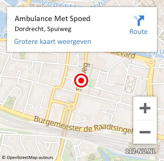 Locatie op kaart van de 112 melding: Ambulance Met Spoed Naar Dordrecht, Spuiweg op 8 februari 2024 09:04