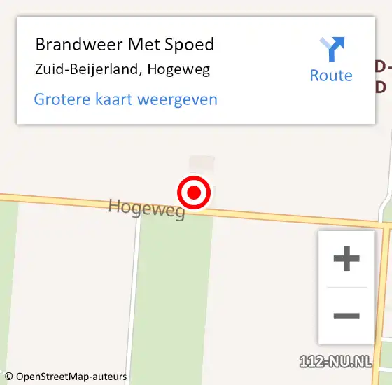 Locatie op kaart van de 112 melding: Brandweer Met Spoed Naar Zuid-Beijerland, Hogeweg op 8 februari 2024 09:23