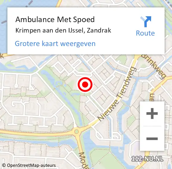 Locatie op kaart van de 112 melding: Ambulance Met Spoed Naar Krimpen aan den IJssel, Zandrak op 8 februari 2024 11:19
