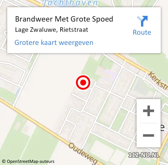 Locatie op kaart van de 112 melding: Brandweer Met Grote Spoed Naar Lage Zwaluwe, Rietstraat op 8 februari 2024 11:49