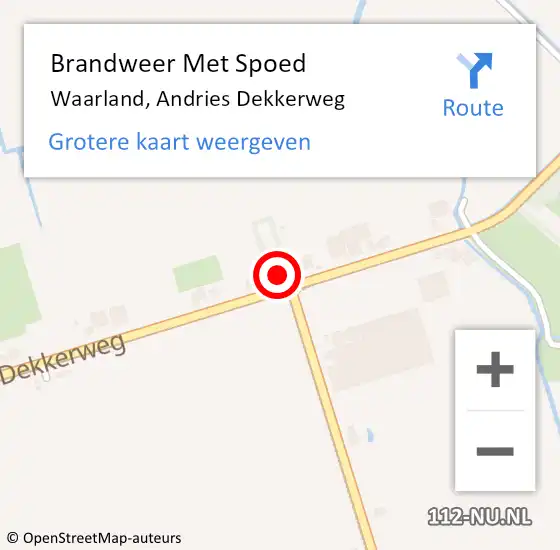 Locatie op kaart van de 112 melding: Brandweer Met Spoed Naar Waarland, Andries Dekkerweg op 8 februari 2024 13:32