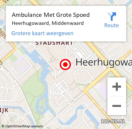 Locatie op kaart van de 112 melding: Ambulance Met Grote Spoed Naar Heerhugowaard, Middenwaard op 8 februari 2024 13:50