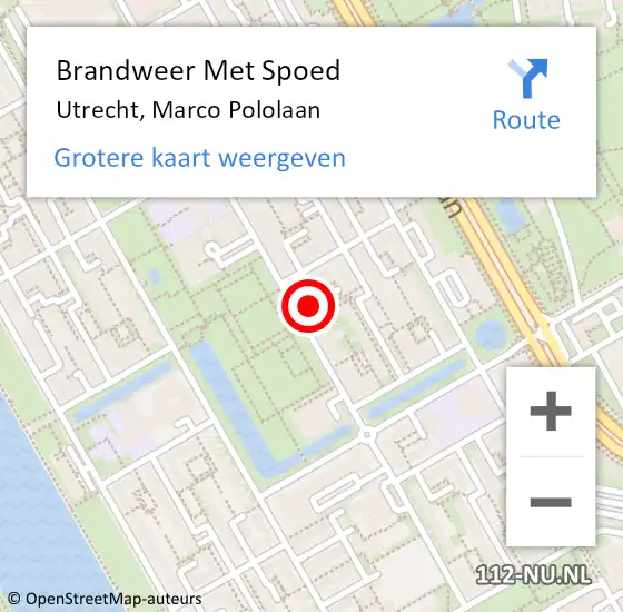 Locatie op kaart van de 112 melding: Brandweer Met Spoed Naar Utrecht, Marco Pololaan op 8 februari 2024 14:22