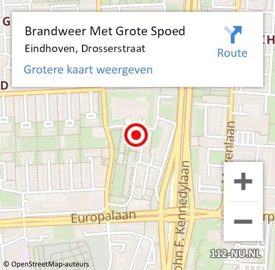 Locatie op kaart van de 112 melding: Brandweer Met Grote Spoed Naar Eindhoven, Drosserstraat op 8 februari 2024 14:27