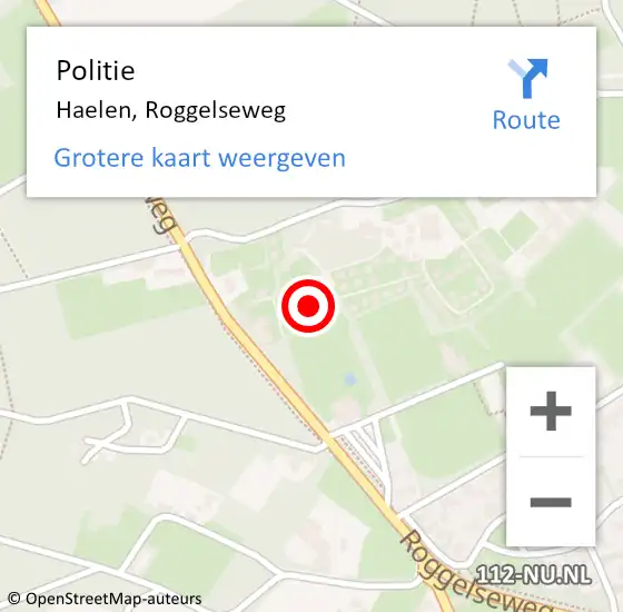Locatie op kaart van de 112 melding: Politie Haelen, Roggelseweg op 8 februari 2024 14:30
