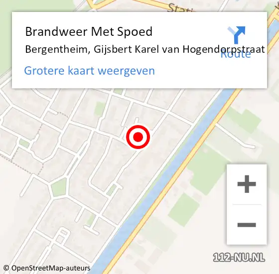 Locatie op kaart van de 112 melding: Brandweer Met Spoed Naar Bergentheim, Gijsbert Karel van Hogendorpstraat op 8 februari 2024 14:46