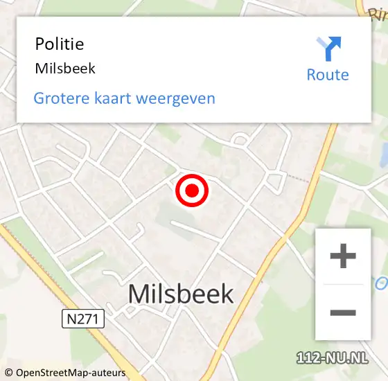 Locatie op kaart van de 112 melding: Politie Milsbeek op 8 februari 2024 15:08