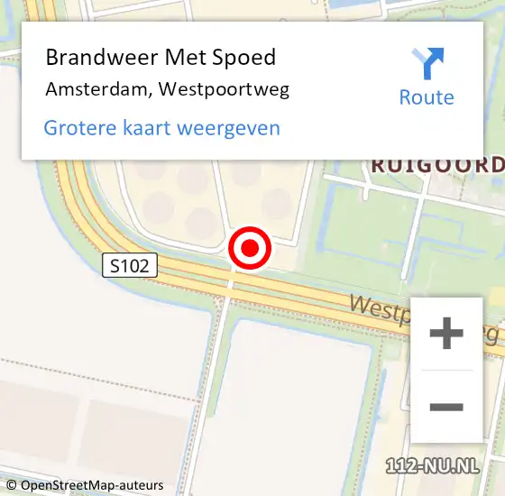 Locatie op kaart van de 112 melding: Brandweer Met Spoed Naar Amsterdam, Westpoortweg op 8 februari 2024 15:24