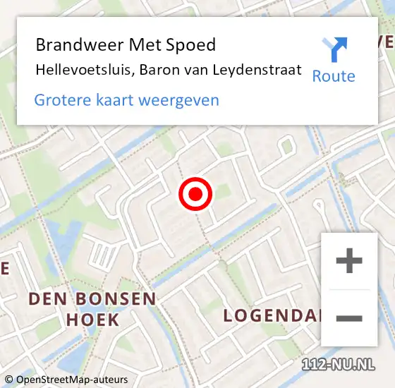 Locatie op kaart van de 112 melding: Brandweer Met Spoed Naar Hellevoetsluis, Baron van Leydenstraat op 8 februari 2024 15:39
