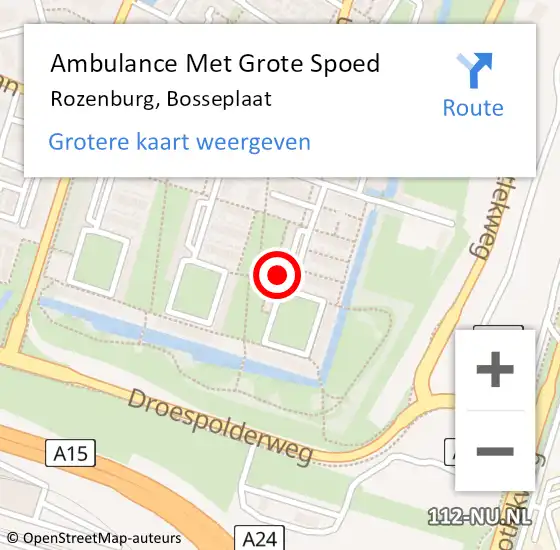 Locatie op kaart van de 112 melding: Ambulance Met Grote Spoed Naar Rozenburg, Bosseplaat op 8 februari 2024 15:51