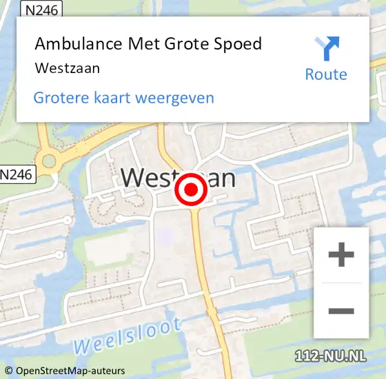 Locatie op kaart van de 112 melding: Ambulance Met Grote Spoed Naar Westzaan op 8 februari 2024 16:27