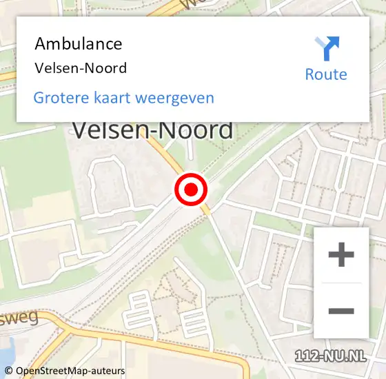 Locatie op kaart van de 112 melding: Ambulance Velsen-Noord op 8 februari 2024 16:40