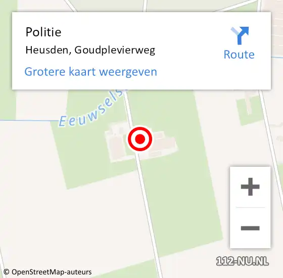 Locatie op kaart van de 112 melding: Politie Heusden, Goudplevierweg op 8 februari 2024 17:31