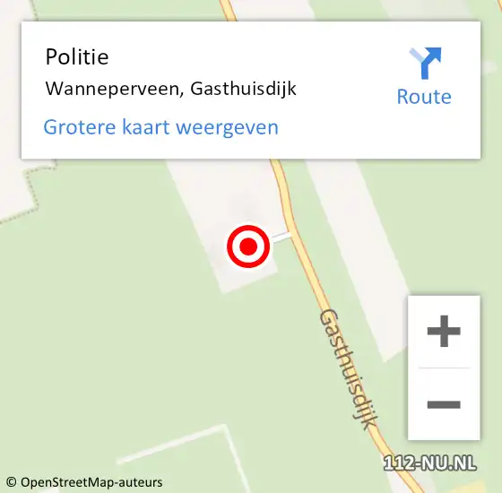 Locatie op kaart van de 112 melding: Politie Wanneperveen, Gasthuisdijk op 8 februari 2024 17:40