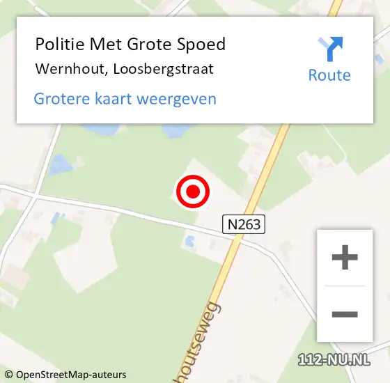 Locatie op kaart van de 112 melding: Politie Met Grote Spoed Naar Wernhout, Loosbergstraat op 8 februari 2024 17:43