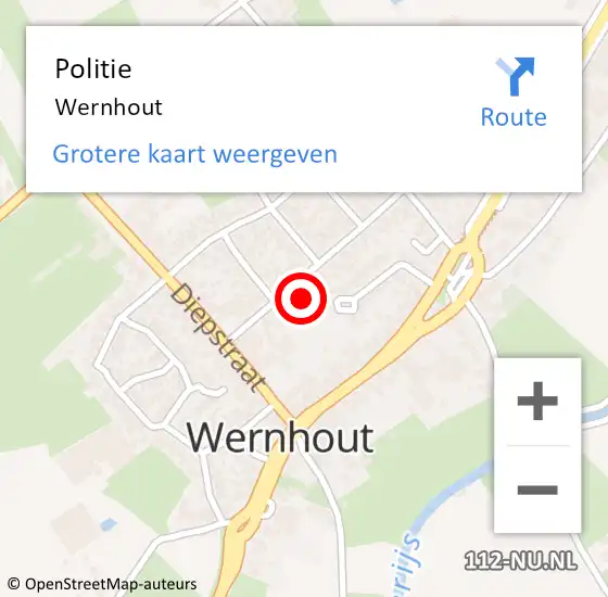Locatie op kaart van de 112 melding: Politie Wernhout op 8 februari 2024 17:43