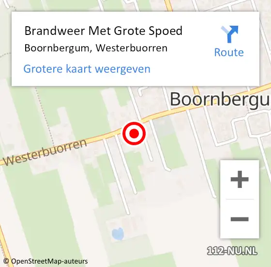 Locatie op kaart van de 112 melding: Brandweer Met Grote Spoed Naar Boornbergum, Westerbuorren op 8 februari 2024 17:48