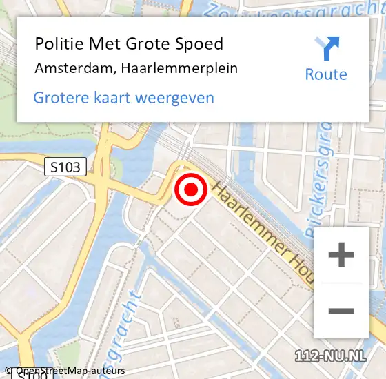 Locatie op kaart van de 112 melding: Politie Met Grote Spoed Naar Amsterdam, Haarlemmerplein op 8 februari 2024 17:51