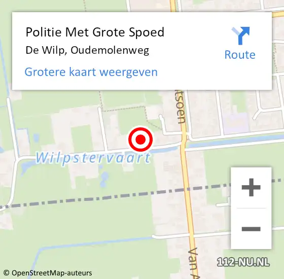 Locatie op kaart van de 112 melding: Politie Met Grote Spoed Naar De Wilp, Oudemolenweg op 8 februari 2024 17:57