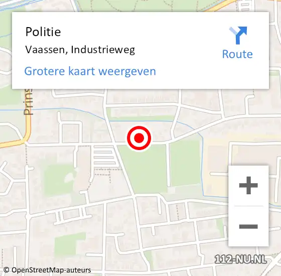 Locatie op kaart van de 112 melding: Politie Vaassen, Industrieweg op 8 februari 2024 18:19