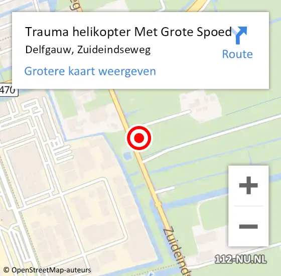 Locatie op kaart van de 112 melding: Trauma helikopter Met Grote Spoed Naar Delfgauw, Zuideindseweg op 8 februari 2024 18:23