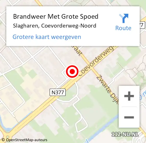 Locatie op kaart van de 112 melding: Brandweer Met Grote Spoed Naar Slagharen, Coevorderweg-Noord op 8 februari 2024 18:47