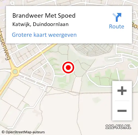 Locatie op kaart van de 112 melding: Brandweer Met Spoed Naar Katwijk, Duindoornlaan op 8 februari 2024 19:03