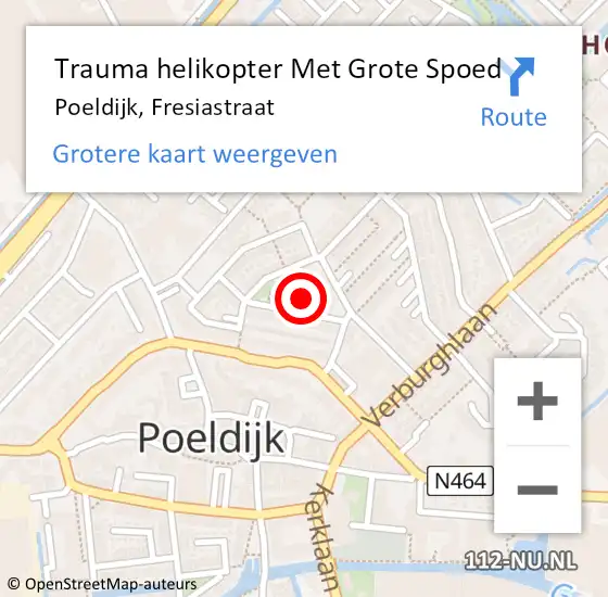 Locatie op kaart van de 112 melding: Trauma helikopter Met Grote Spoed Naar Poeldijk, Fresiastraat op 8 februari 2024 19:10