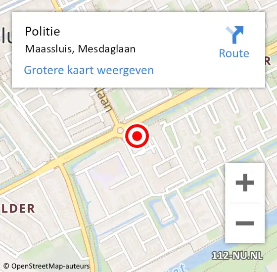 Locatie op kaart van de 112 melding: Politie Maassluis, Mesdaglaan op 8 februari 2024 19:18