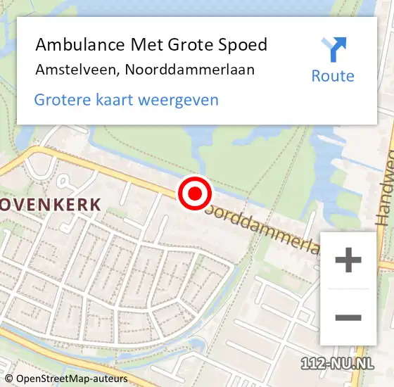 Locatie op kaart van de 112 melding: Ambulance Met Grote Spoed Naar Amstelveen, Noorddammerlaan op 8 februari 2024 19:26