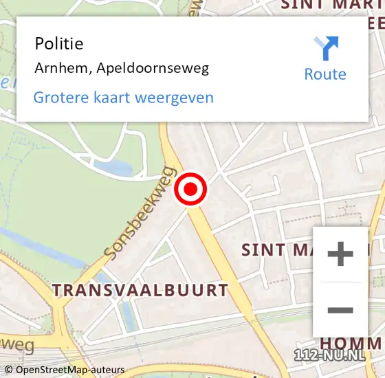 Locatie op kaart van de 112 melding: Politie Arnhem, Apeldoornseweg op 8 februari 2024 19:30