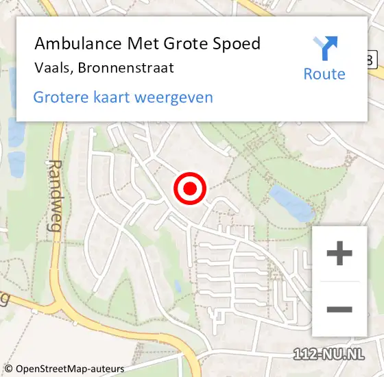 Locatie op kaart van de 112 melding: Ambulance Met Grote Spoed Naar Vaals, Bronnenstraat op 8 februari 2024 20:23