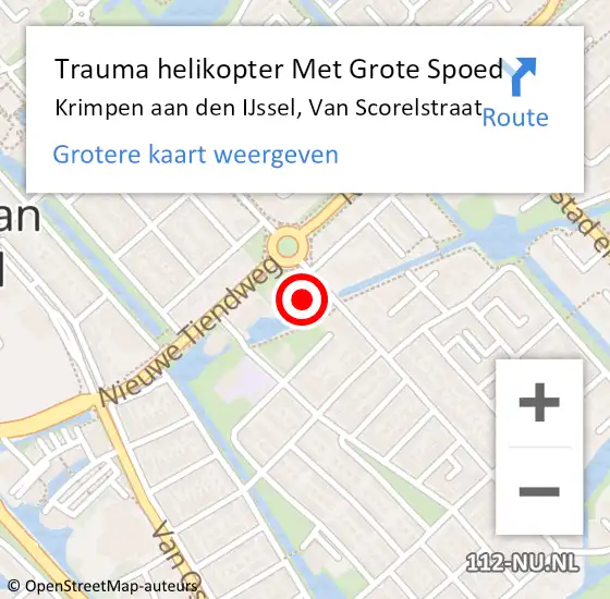 Locatie op kaart van de 112 melding: Trauma helikopter Met Grote Spoed Naar Krimpen aan den IJssel, Van Scorelstraat op 8 februari 2024 20:25