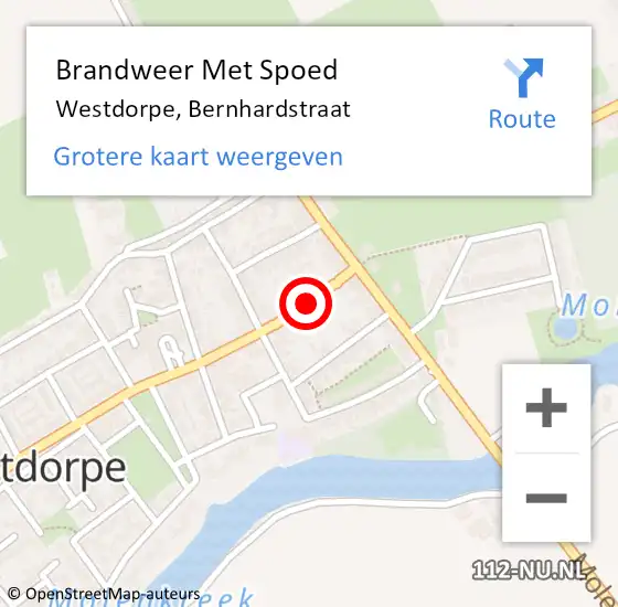 Locatie op kaart van de 112 melding: Brandweer Met Spoed Naar Westdorpe, Bernhardstraat op 8 februari 2024 21:04