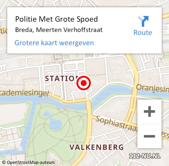 Locatie op kaart van de 112 melding: Politie Met Grote Spoed Naar Breda, Meerten Verhoffstraat op 8 februari 2024 21:56