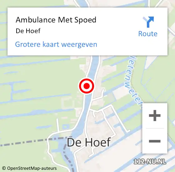 Locatie op kaart van de 112 melding: Ambulance Met Spoed Naar De Hoef op 8 februari 2024 22:35