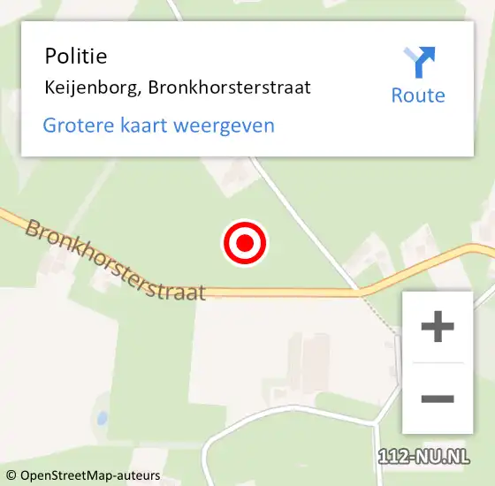 Locatie op kaart van de 112 melding: Politie Keijenborg, Bronkhorsterstraat op 8 februari 2024 22:47