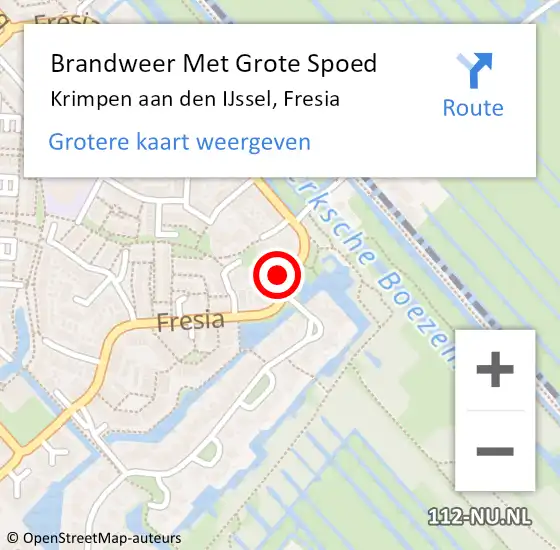 Locatie op kaart van de 112 melding: Brandweer Met Grote Spoed Naar Krimpen aan den IJssel, Fresia op 8 februari 2024 22:53