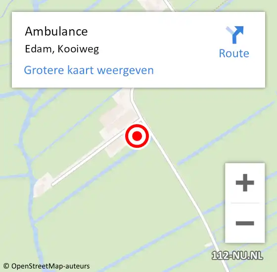 Locatie op kaart van de 112 melding: Ambulance Edam, Kooiweg op 8 februari 2024 22:59