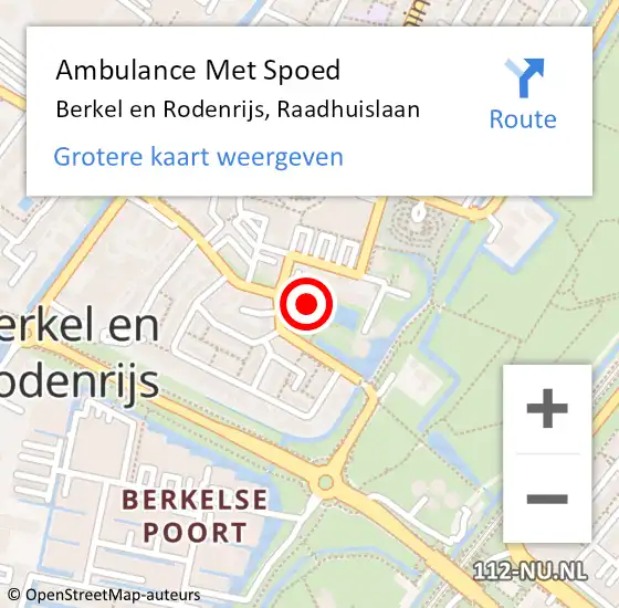 Locatie op kaart van de 112 melding: Ambulance Met Spoed Naar Berkel en Rodenrijs, Raadhuislaan op 9 februari 2024 00:52