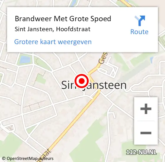 Locatie op kaart van de 112 melding: Brandweer Met Grote Spoed Naar Sint Jansteen, Hoofdstraat op 9 februari 2024 02:00