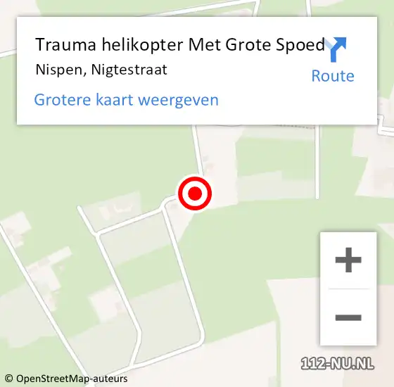 Locatie op kaart van de 112 melding: Trauma helikopter Met Grote Spoed Naar Nispen, Nigtestraat op 9 februari 2024 02:30