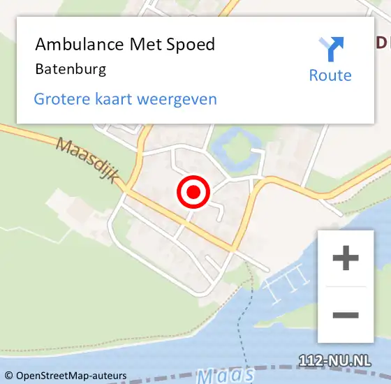 Locatie op kaart van de 112 melding: Ambulance Met Spoed Naar Batenburg op 9 februari 2024 03:14
