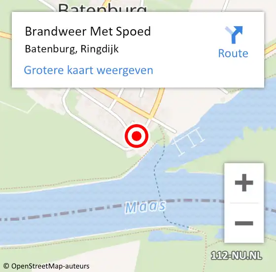 Locatie op kaart van de 112 melding: Brandweer Met Spoed Naar Batenburg, Ringdijk op 9 februari 2024 03:46
